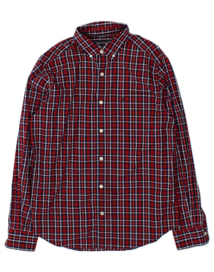 NAUTICA Mens Shirt Medium Red Check Cotton Vintage Nautica and Second-Hand Nautica from Messina Hembry 