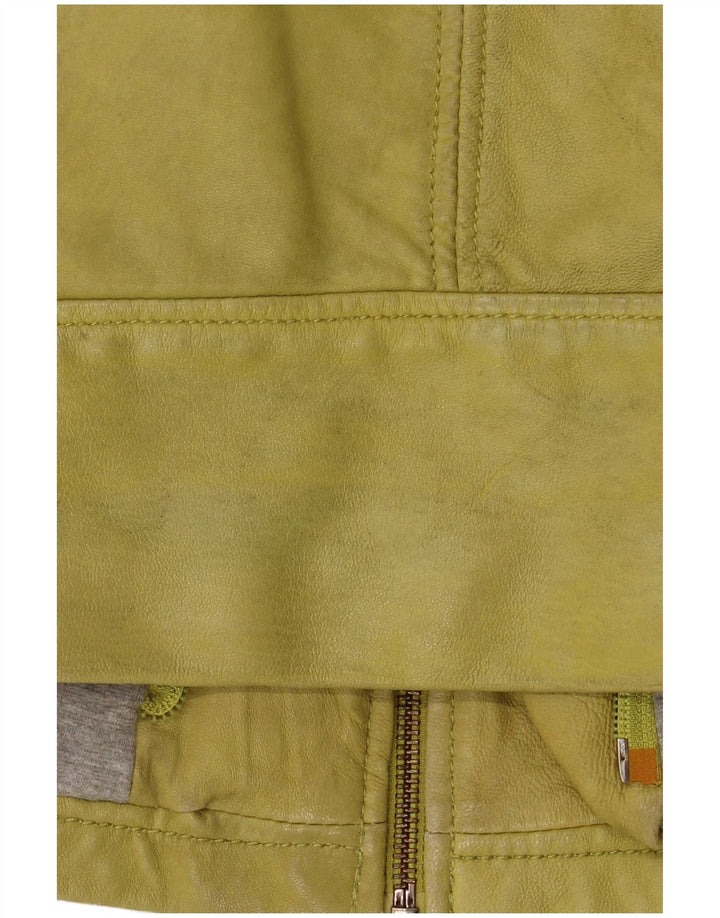 Freaky Nation Womens Leather Jacket UK 10 Small Green Leather