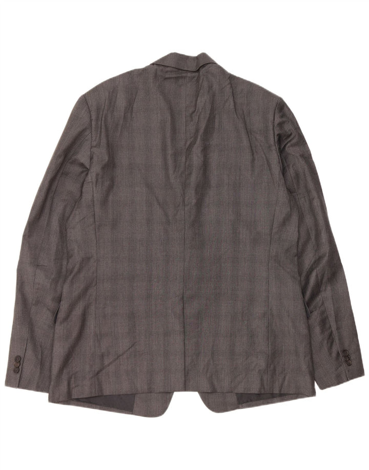 Jaqueta Blazer Masculina Prada com 2 Botões IT 56 2XL Cinza Check Viscose