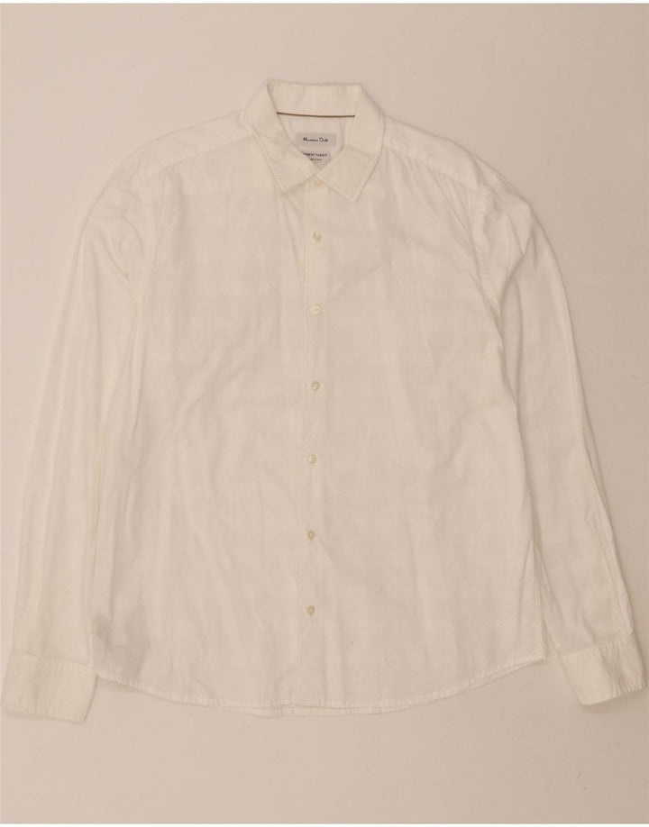 MASSIMO DUTTI Mens Shirt XL White Check Cotton Vintage Massimo Dutti and Second-Hand Massimo Dutti from Messina Hembry 