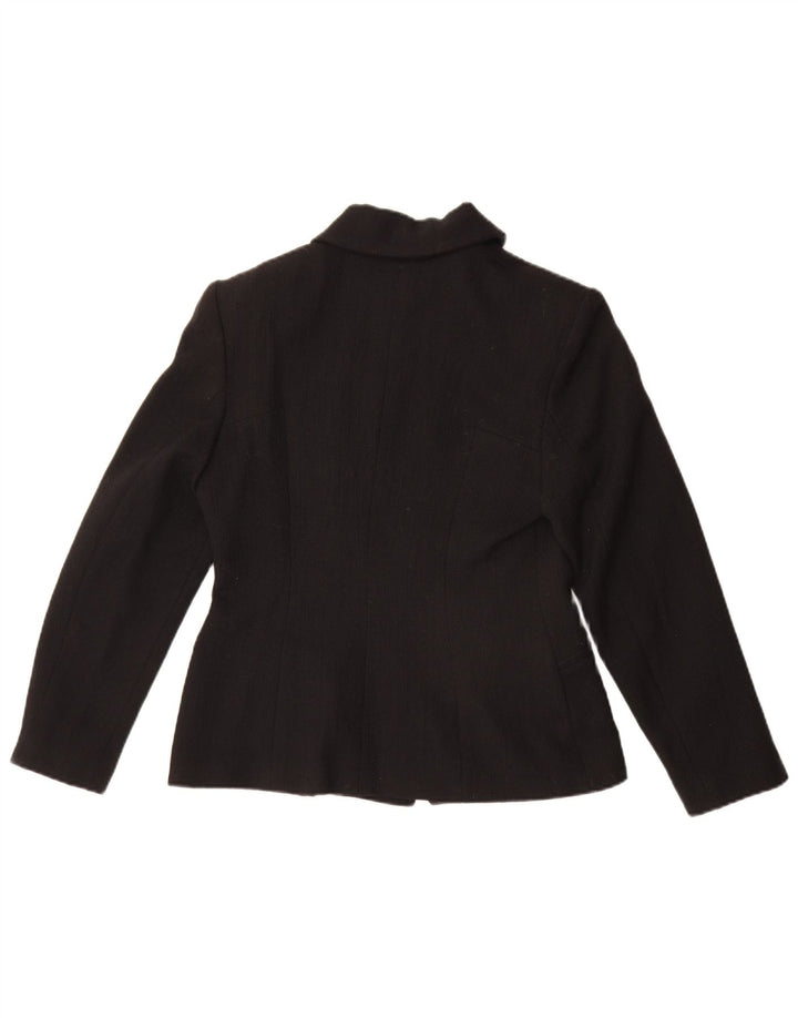 Vintage Womens Full Zip Blazer Jacket IT 42 Medium Black Polyester