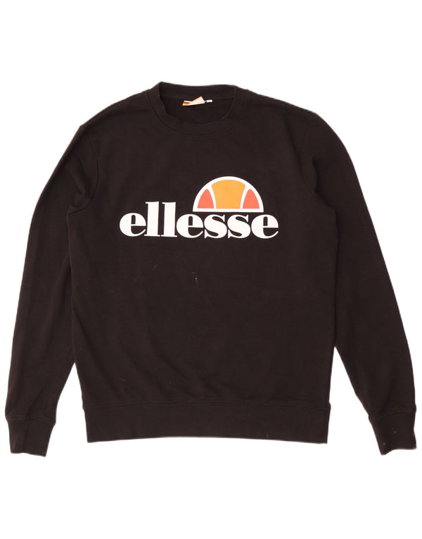 Ellesse Herre Grafisk Sweatshirt Jumper Lille Sort Bomuld