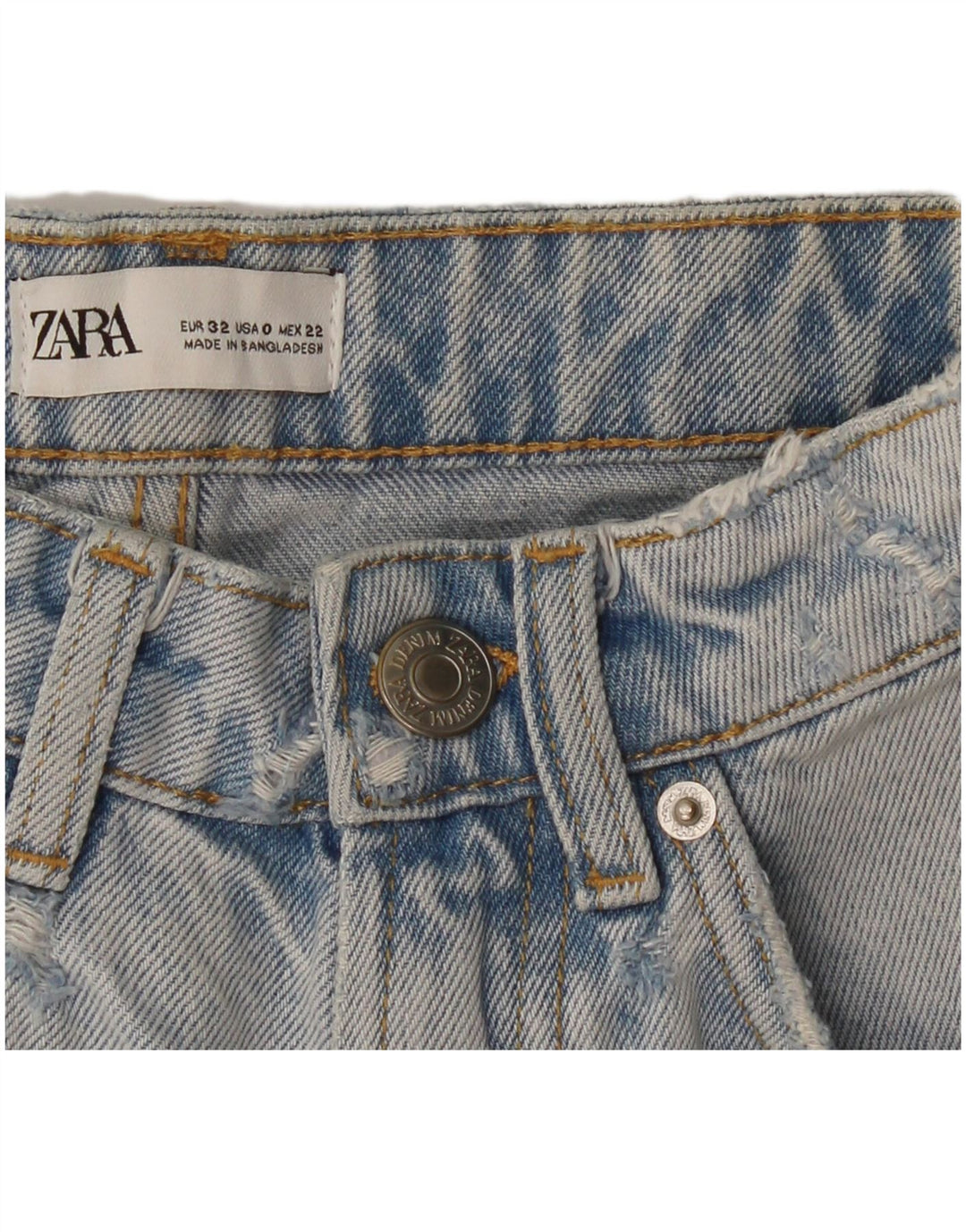 ZARA Womens Distressed Denim Shorts EU 32 2XS W22  Blue