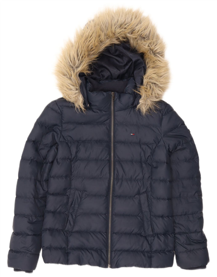 Tommy Hilfiger, polstret jakke til kvinder, UK 12 Mellem marineblå polyester