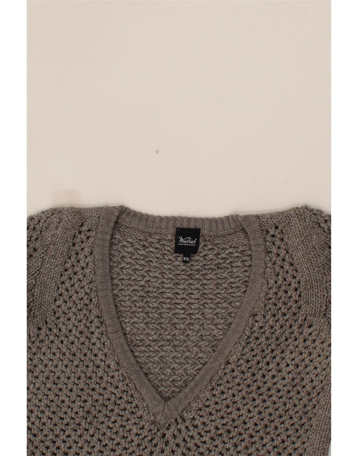 WOOLRICH Womens V-Neck Jumper Sweater UK 6 XS Grey Vintage Woolrich and Second-Hand Woolrich from Messina Hembry 