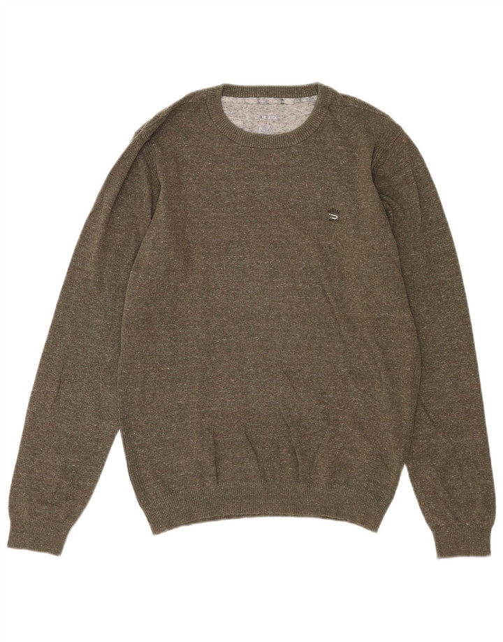 Diesel Mens Crew Neck Jumper Sweater Medium Khaki Flecked