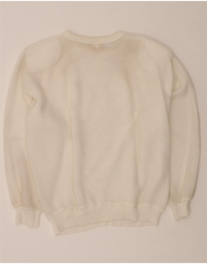 VINTAGE Womens Crew Neck Jumper Sweater IT 44 Medium White Acrylic Vintage Vintage and Second-Hand Vintage from Messina Hembry 