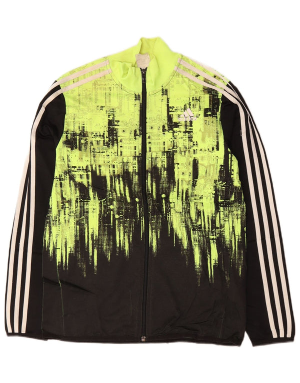 Adidas Boys Tracksuit Top Jacket 13-14 Years Green Colourblock Polyester