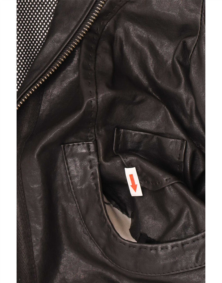 CINQUE Chaqueta de cuero para mujer UK 10 Small Black
