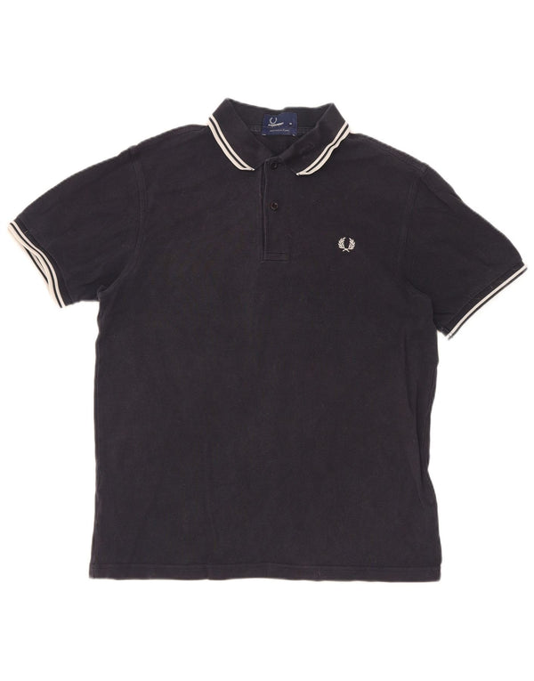 Polo da uomo Fred Perry in cotone a righe medie blu navy