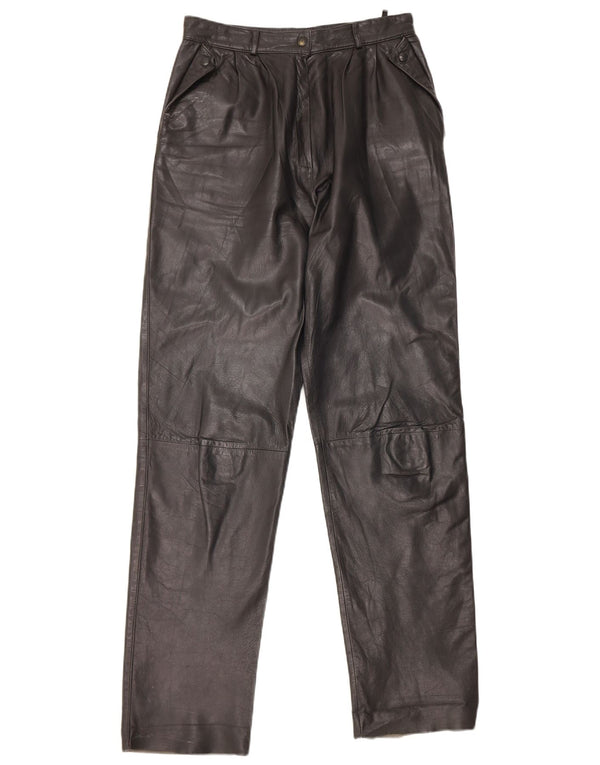 Vintage γυναικείο ίσιο δερμάτινο παντελόνι IT 44 Medium W26 L31 μαύρο δέρμα
