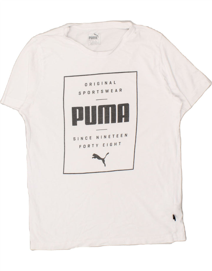 PUMA Mens Graphic T-Shirt Top Small White Cotton Vintage Puma and Second-Hand Puma from Messina Hembry 