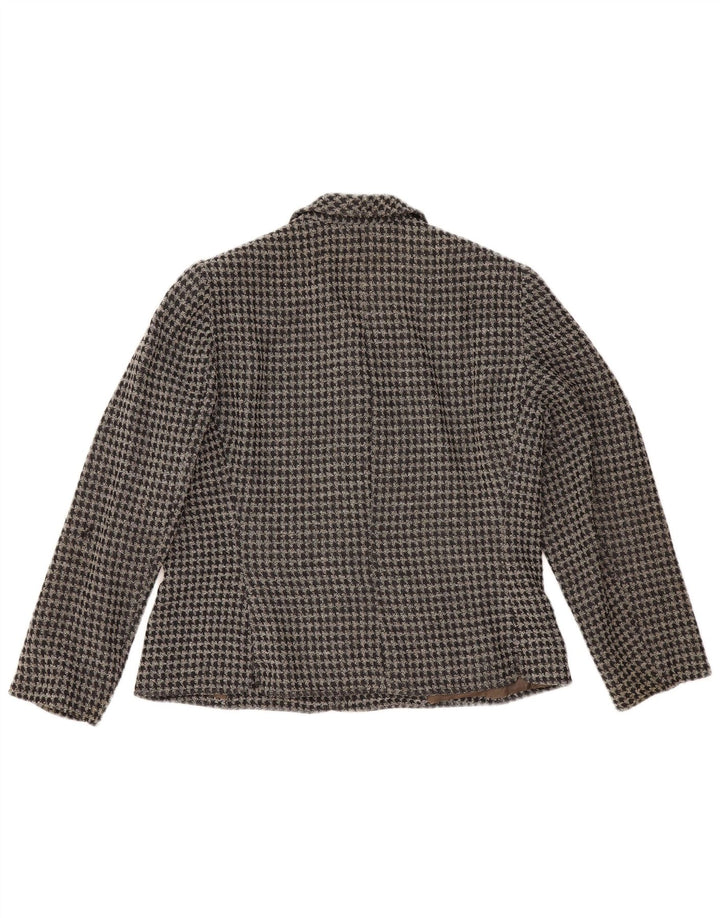 Emanuel Ungaro Womens 5 Button Blazer Jacket IT 50 XL Black Houndstooth