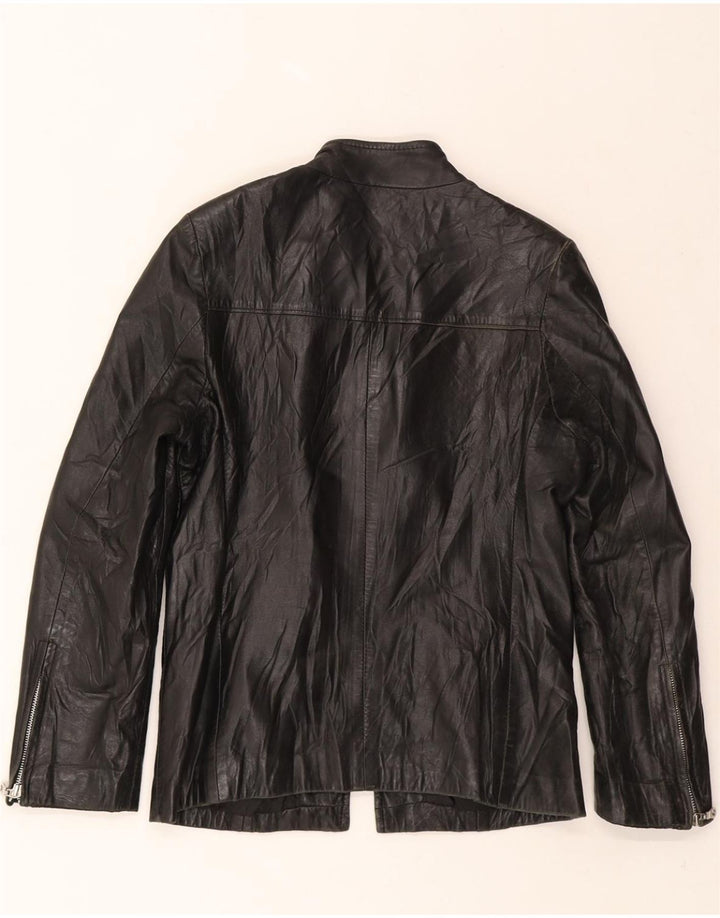 VINTAGE Womens Leather Jacket UK 12 Medium Black Leather Vintage Vintage and Second-Hand Vintage from Messina Hembry 