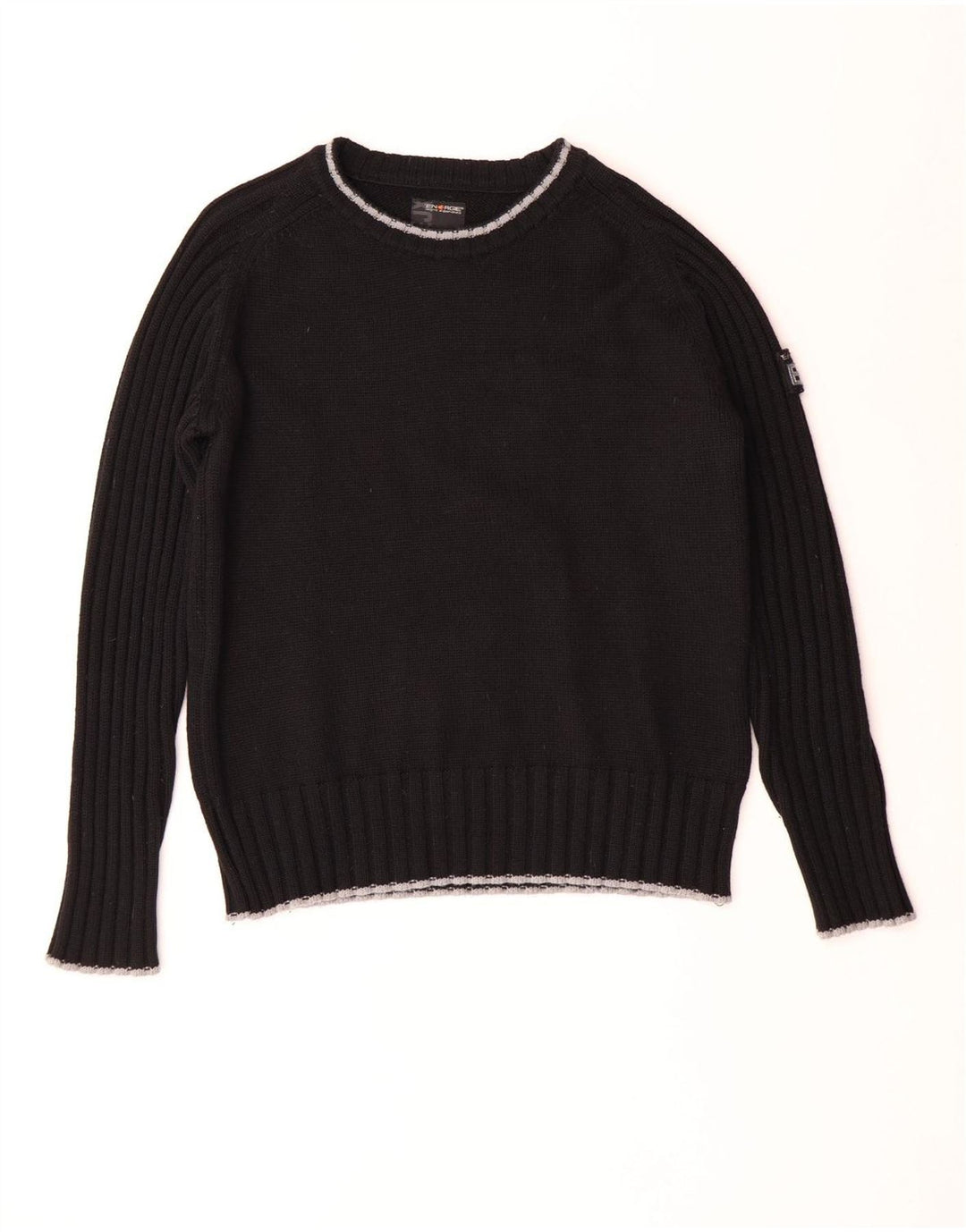 Energie Mens Crew Neck Jumper Sweater Large Black Wool