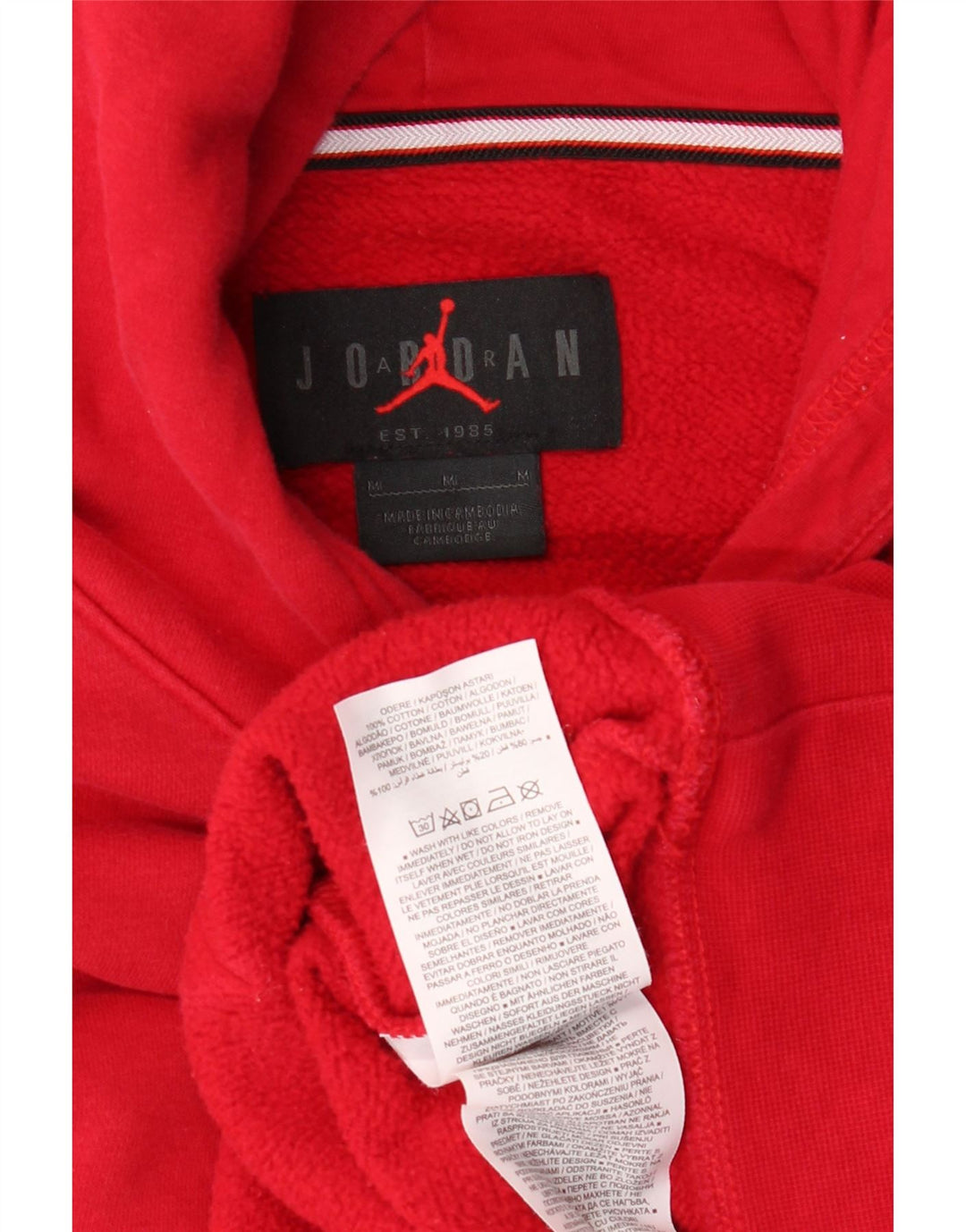 Jordan Mens Hoodie Jumper Medium Red Cotton