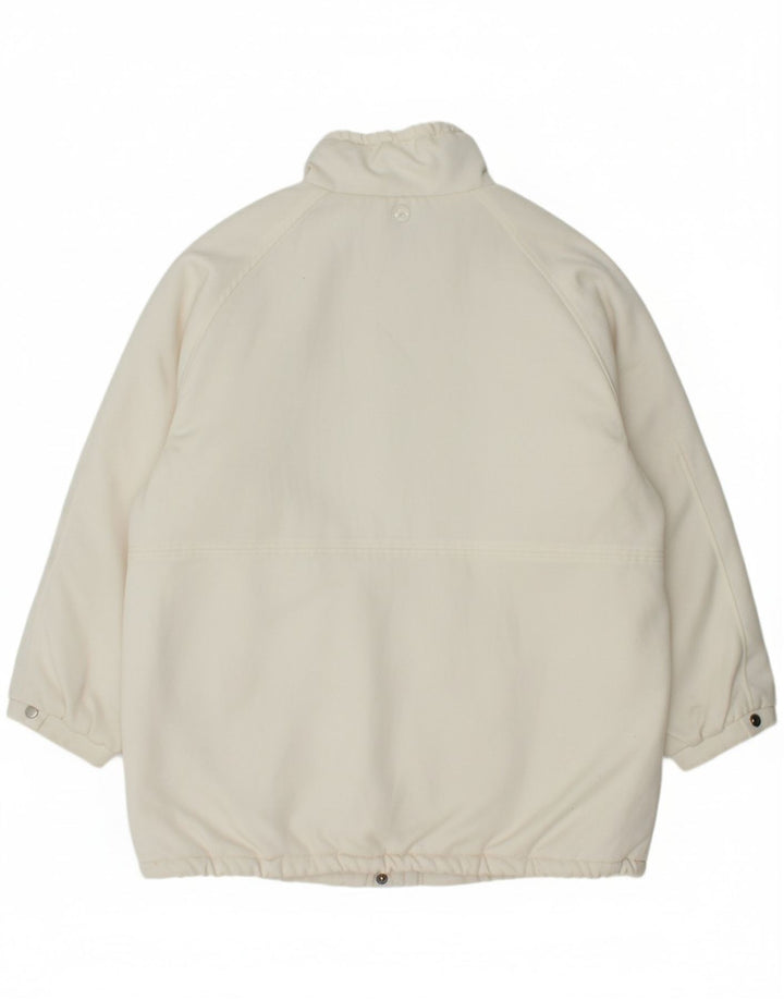 VINTAGE Womens Oversized Windbreaker Coat UK 16 Large White Polyester