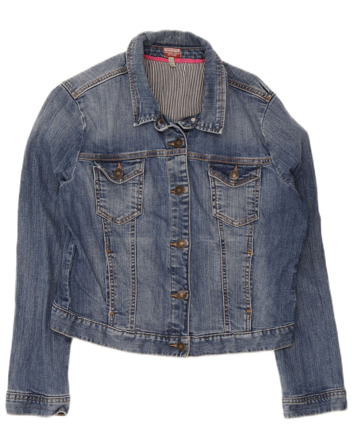 Joules Womens Crop Denim Jacket UK 16 Large Blue Cotton
