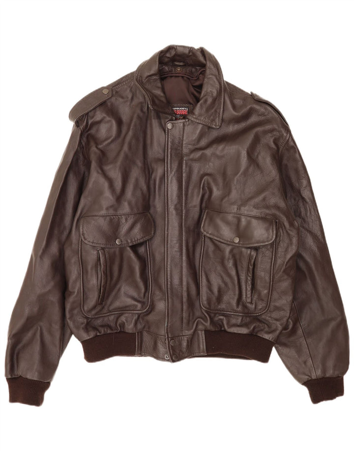 Jaqueta masculina de couro Bomb Boogie Flight Aviator Reino Unido 42 XL marrom