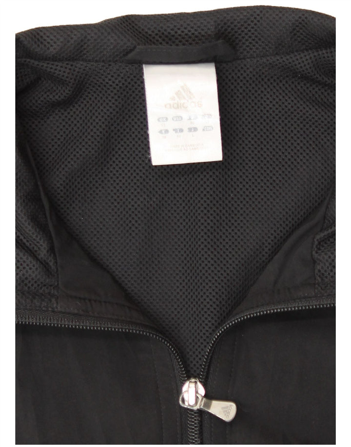 Adidas Womens Tracksuit Top Jacket UK 12 Medium  Black Polyester