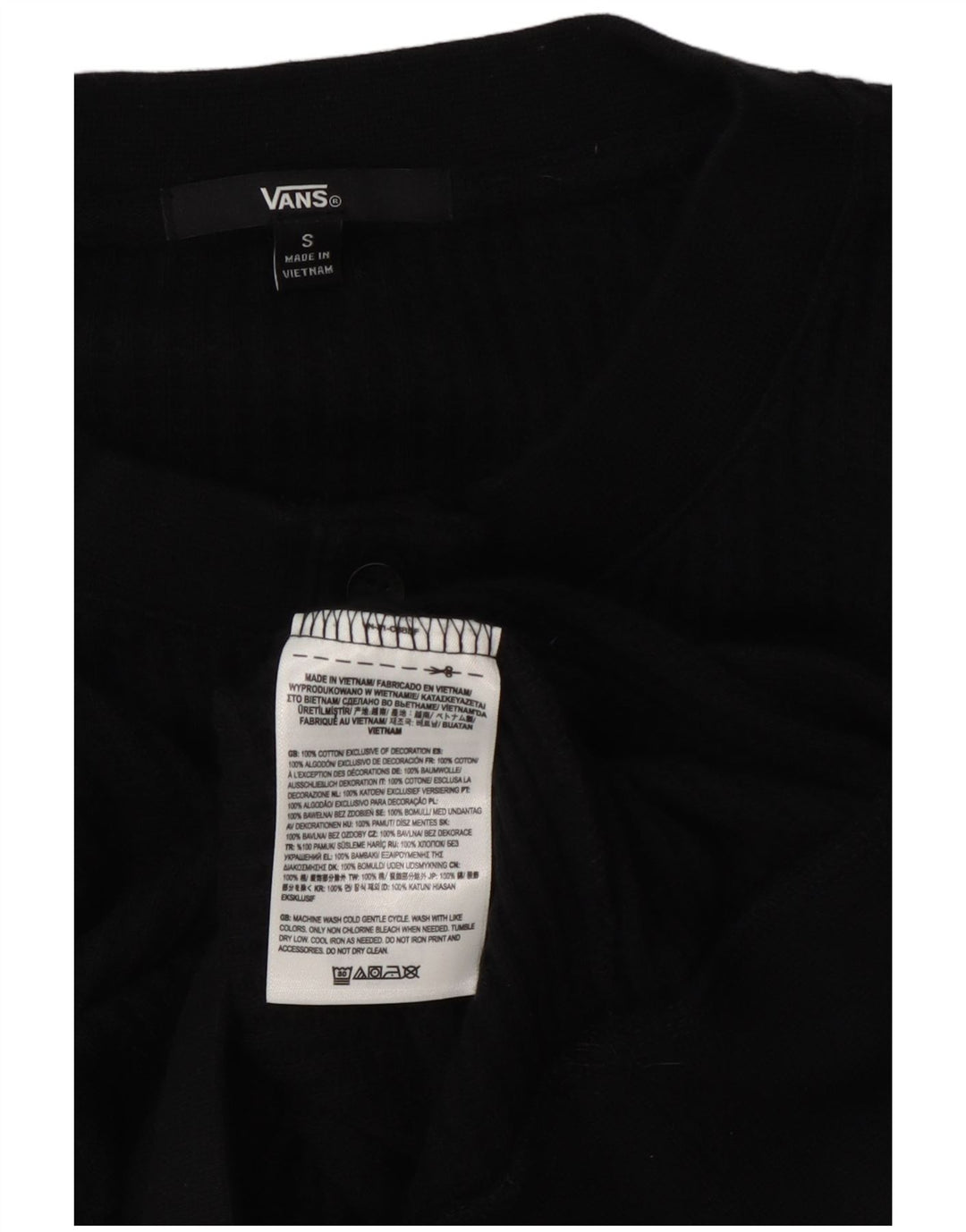 Vans Dame Oversized Crop Button Neck Sweatshirt Jumper UK 10 Small Black