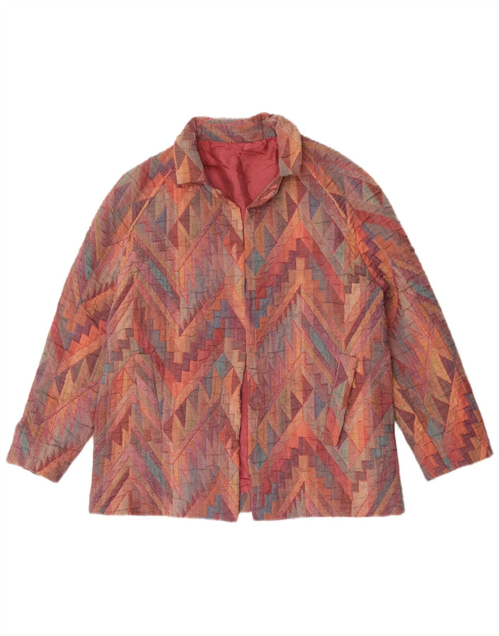 Vintage Womens Open Blazer Jacket UK 12 Medium Multicoloured Geometric