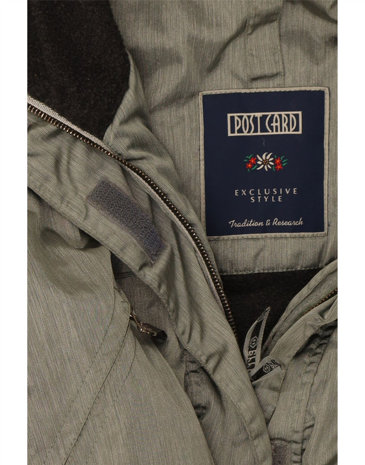POST CARD Womens Hooded Windbreaker Jacket UK 14 Medium Grey Winter Vintage Post Card and Second-Hand Post Card from Messina Hembry 