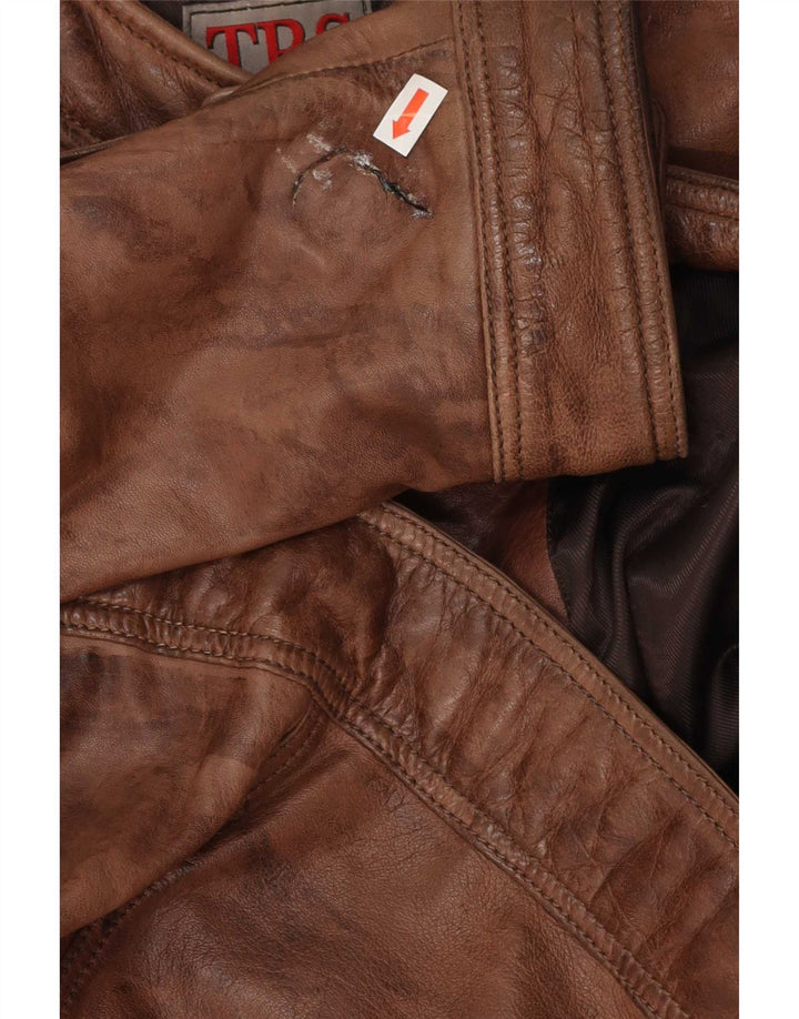 Vintage herre læderjakke IT 60 4XL Brun