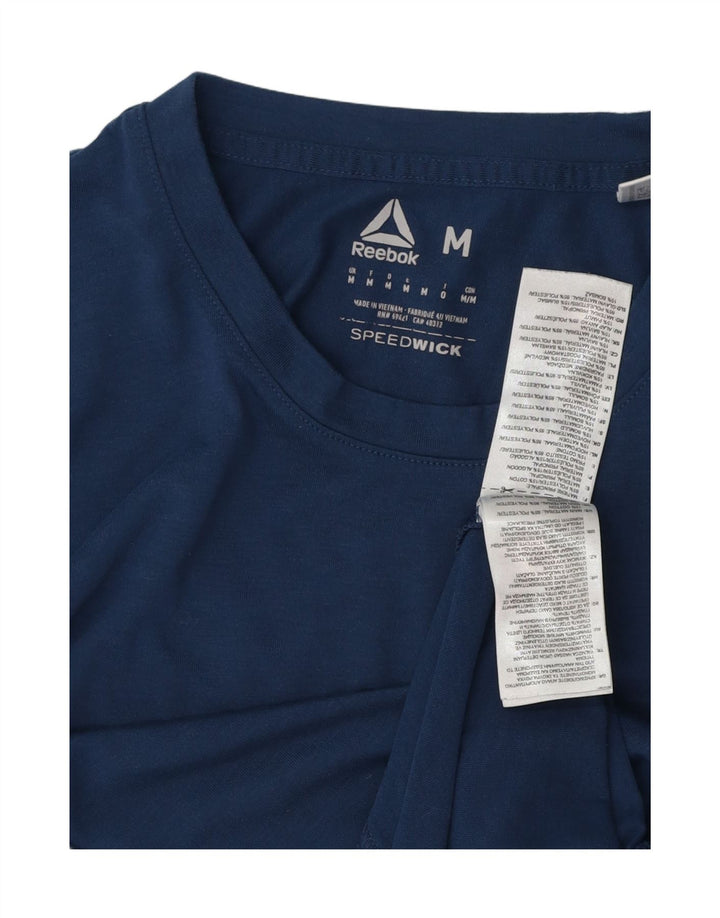 REEBOK Mens Graphic T-Shirt Top Medium Navy Blue Cotton