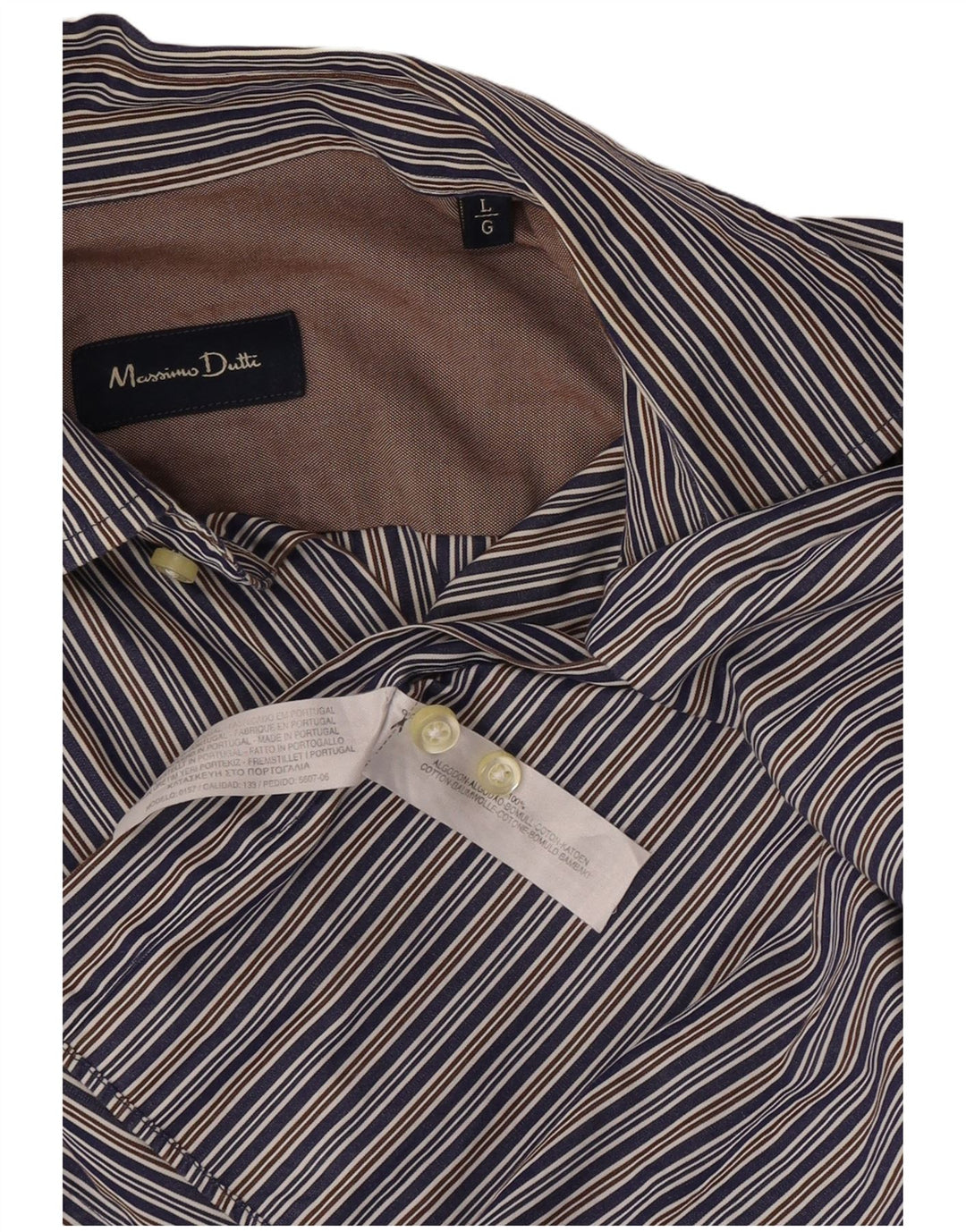 Massimo Dutti Chemise Homme Large Bleu Rayé Coton