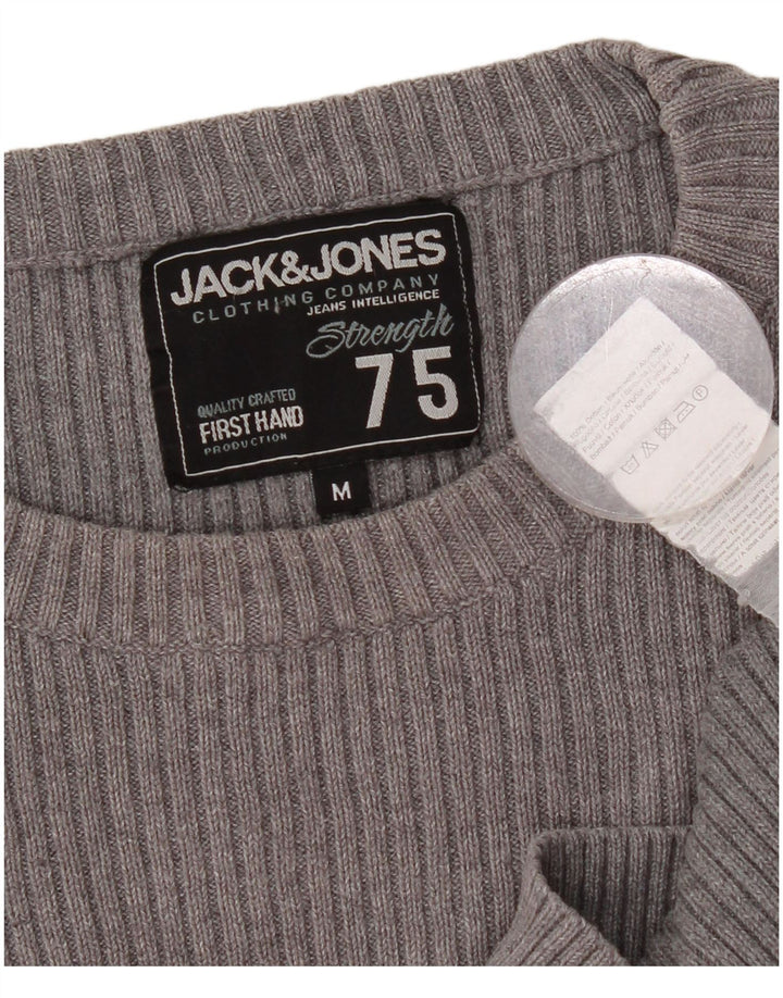 JACK & JONES maglione maglione girocollo con grafica da uomo in cotone grigio medio