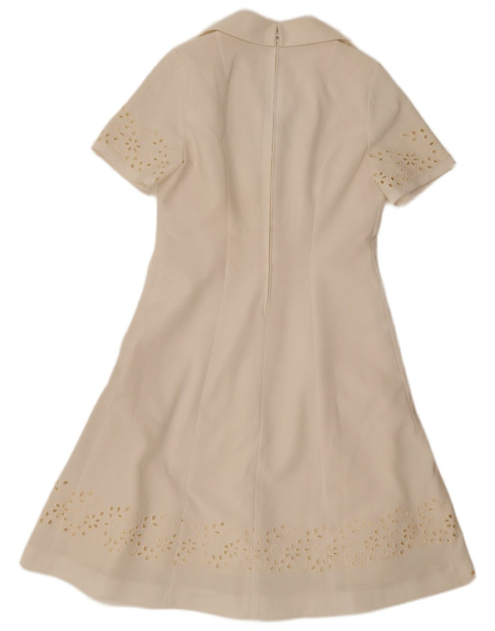 Vintage Womens A-Line Dress IT 42 Medium White Floral Polyester