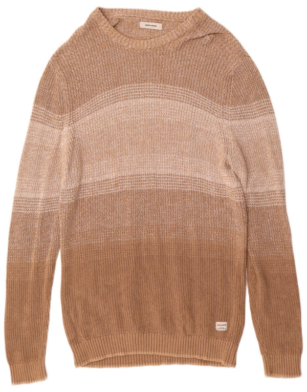 Jack & Jones Maglione da uomo con scollo a barca XL in cotone a righe marroni