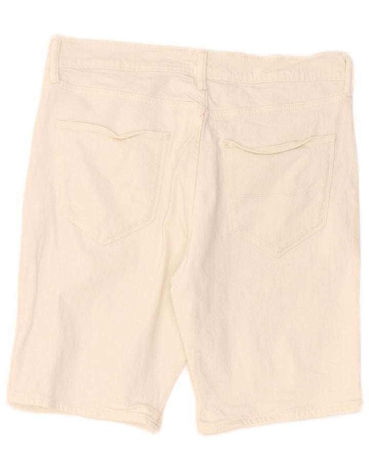 Pantaloncini di jeans da uomo Marks & Spencer W32 cotone bianco medio