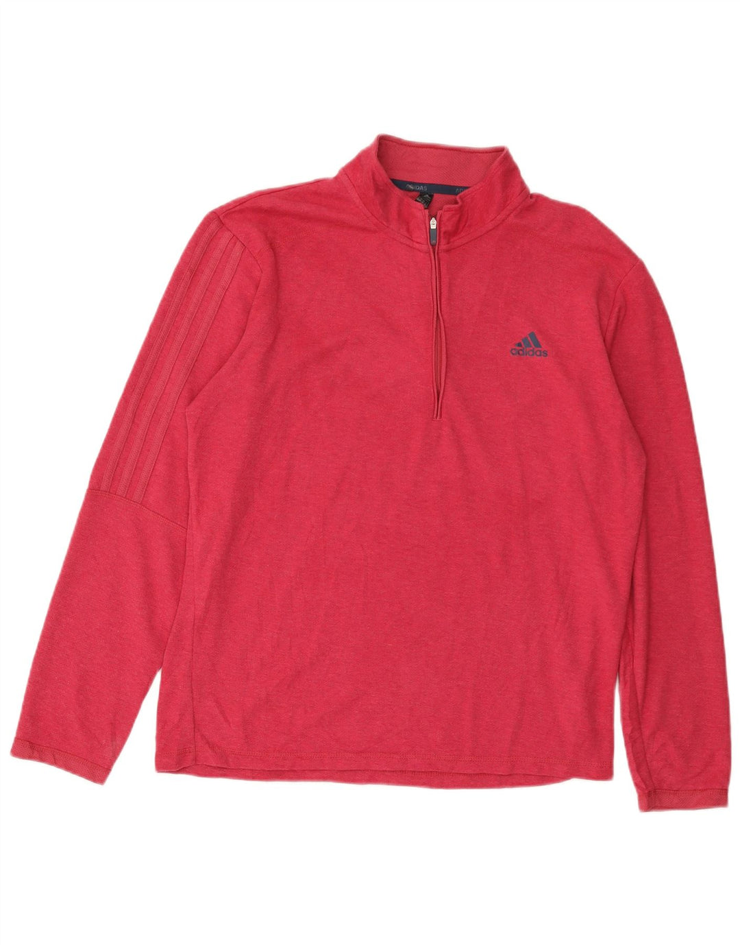 ADIDAS Mens Zip Neck Pullover Tracksuit Top Medium Pink Cotton