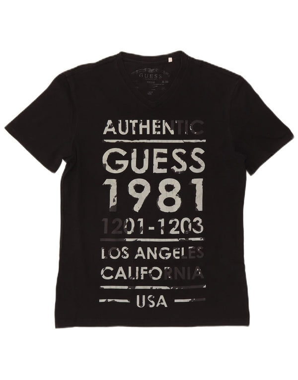Guess Mens Graphic T-Shirt Top Medium Black