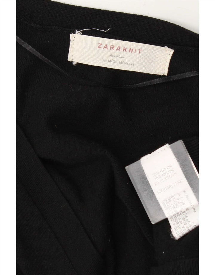 Zara Womens Cardigan Sweater UK 14 Medium Black Rayon