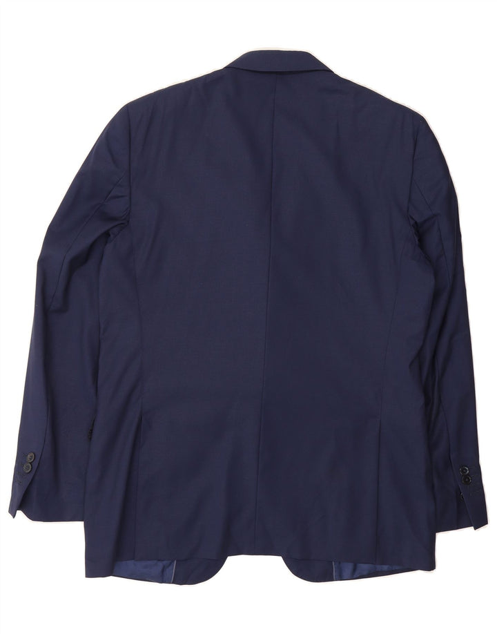 MASSIMO DUTTI Mens 2 Button Blazer Jacket EU 52 Large Navy Blue Acetate Vintage Massimo Dutti and Second-Hand Massimo Dutti from Messina Hembry 