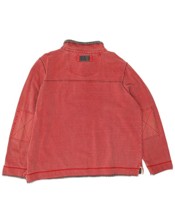 Felpa da uomo con collo con zip Fat Face, maglione XL, cotone rosso