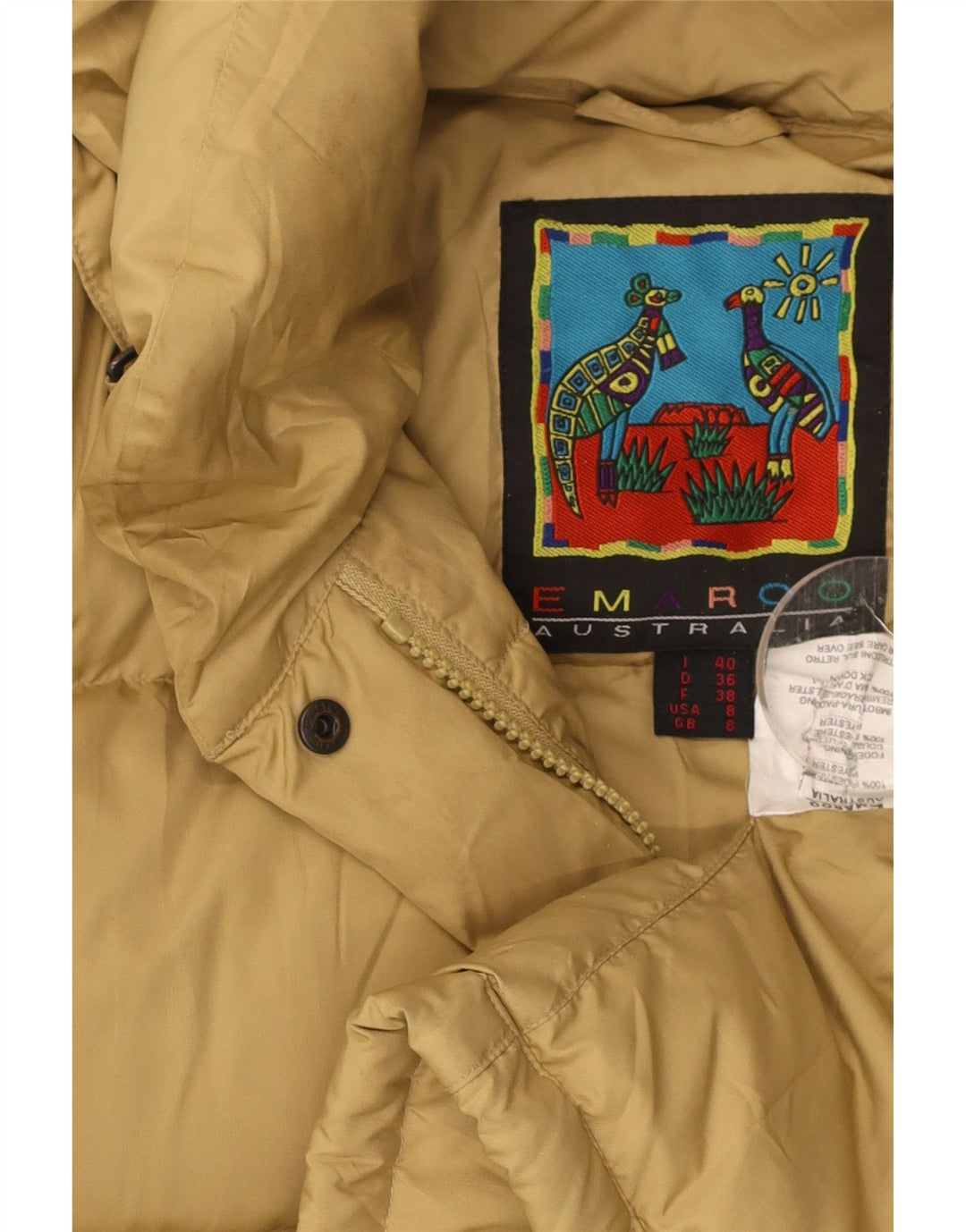 EMAROO AUSTRALIA Mens Oversized Hooded Padded Jacket UK 8 Small Beige