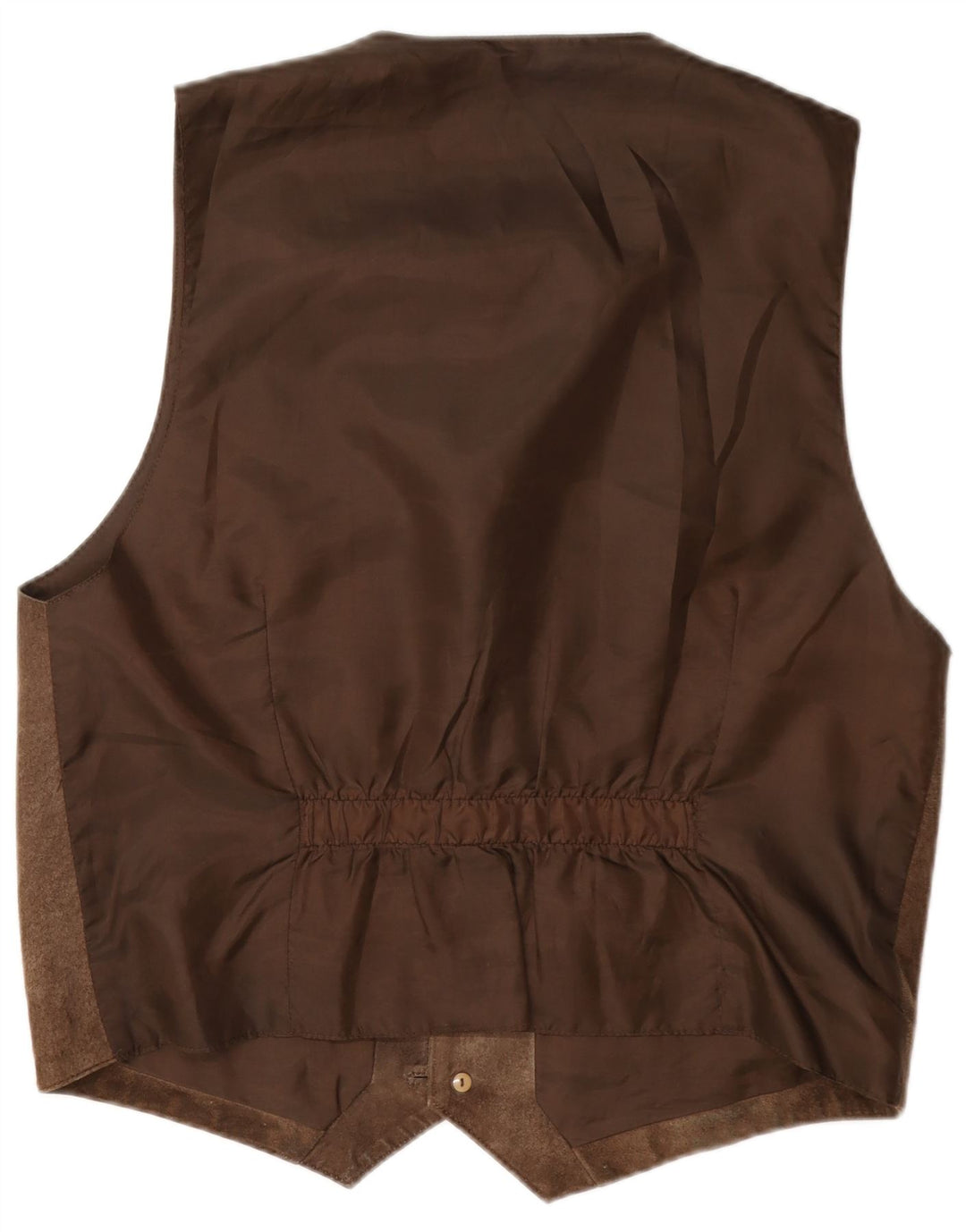 C&A Chaleco de ante para hombre de cuero marrón grande