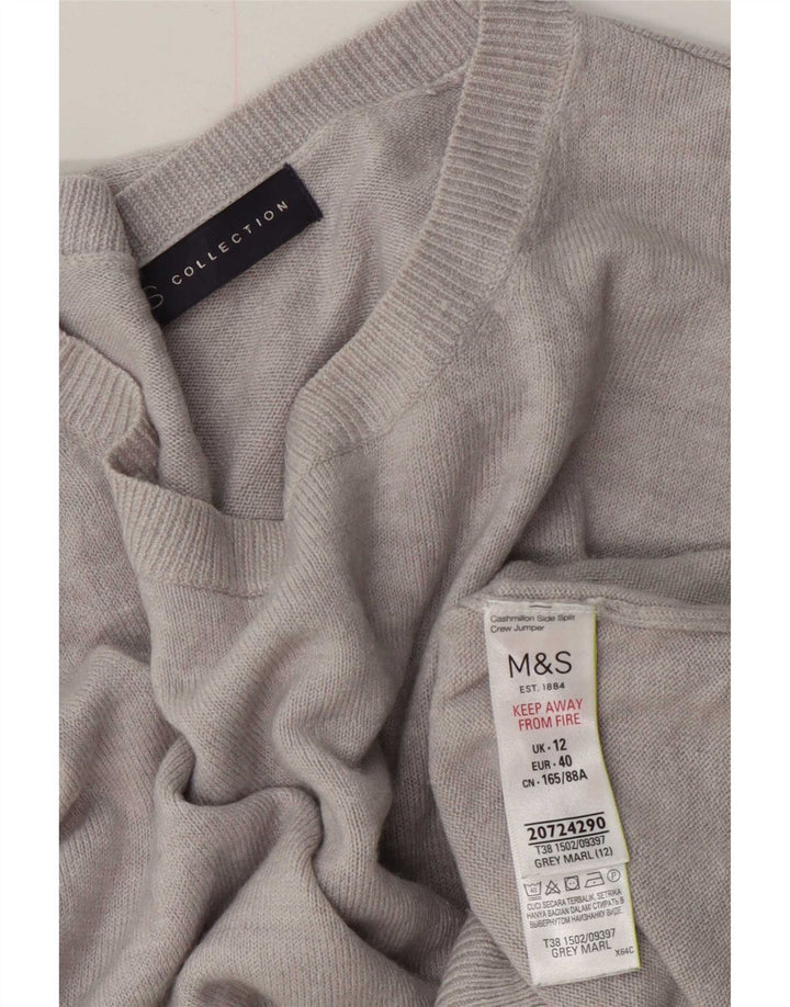 Marks & Spencer Womens Crew Neck Jumper Sweater UK 12 Medium Grey