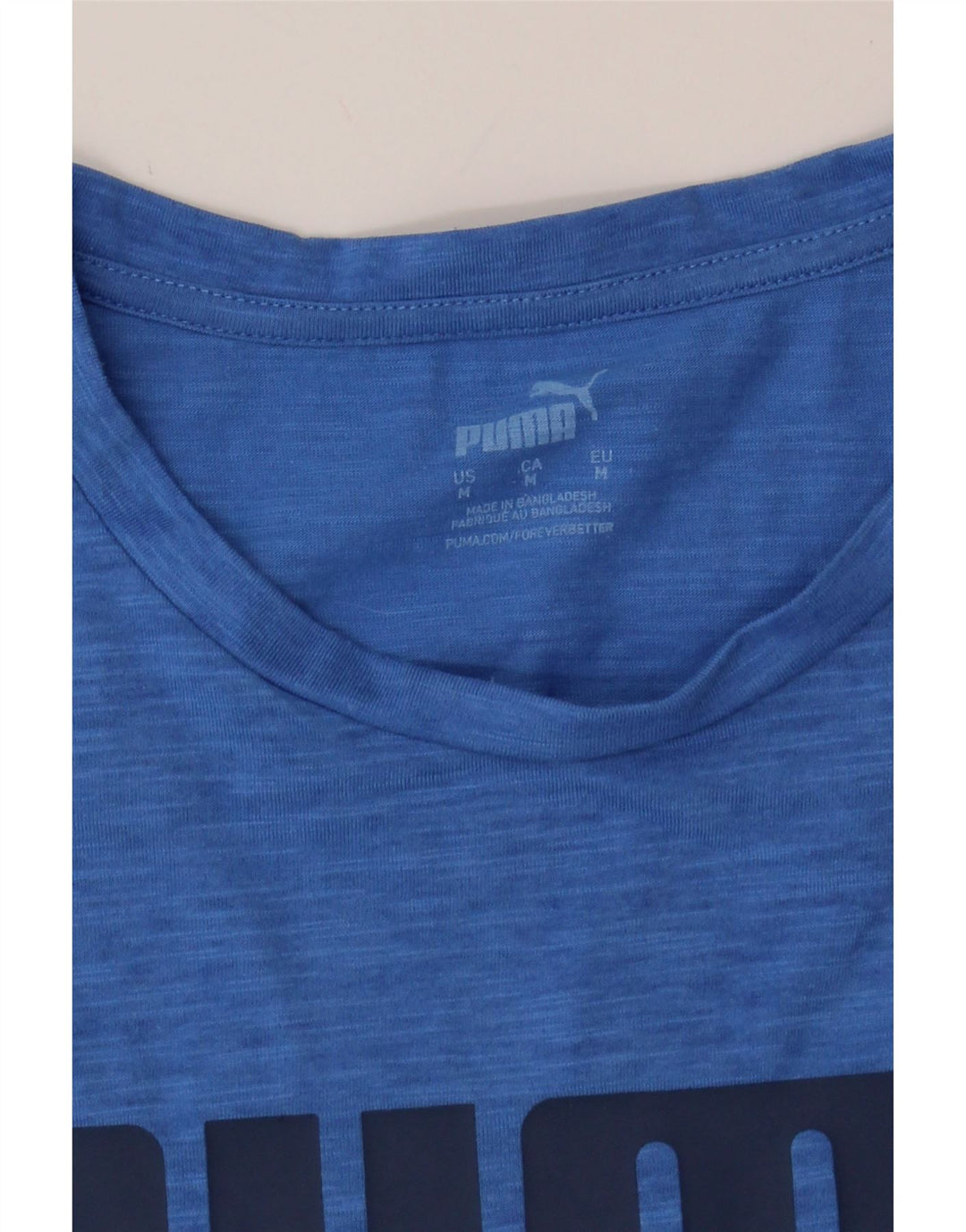 PUMA Mens Graphic T-Shirt Top Medium Blue Flecked Vintage Puma and Second-Hand Puma from Messina Hembry 