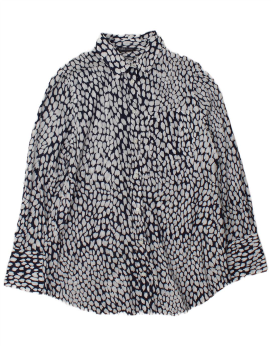 Marks & Spencer Womens Shirt UK 14 Large White Spotted Cotton