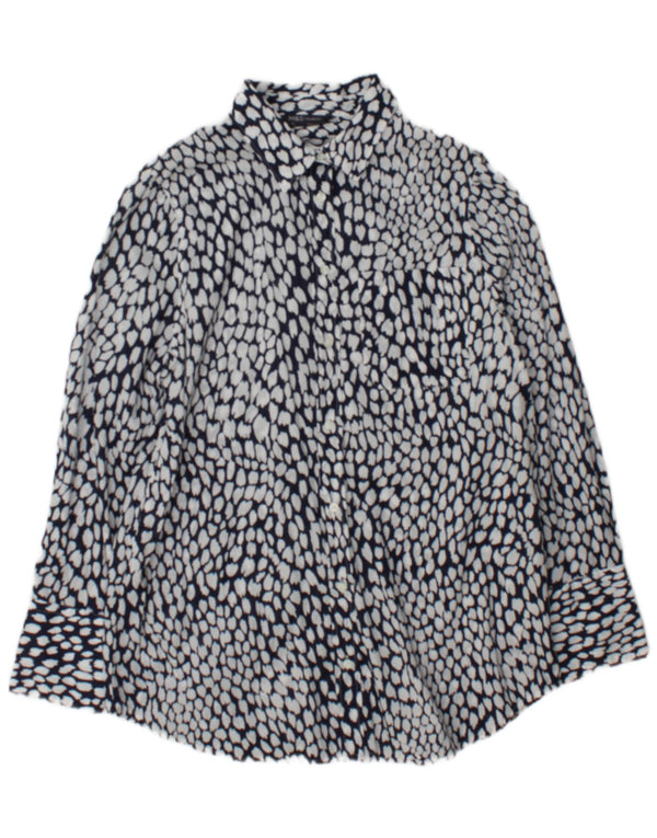 Marks & Spencer Womens Shirt UK 14 Large White Spotted Cotton