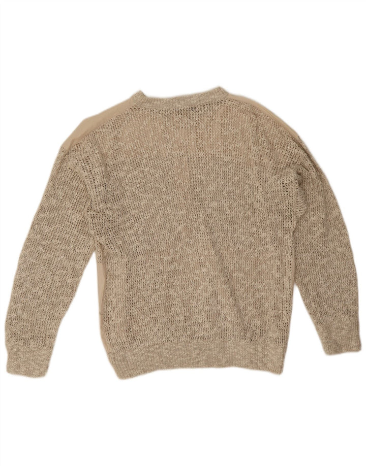 Vintage Mens Cardigan Sweater Medium Beige Cotton