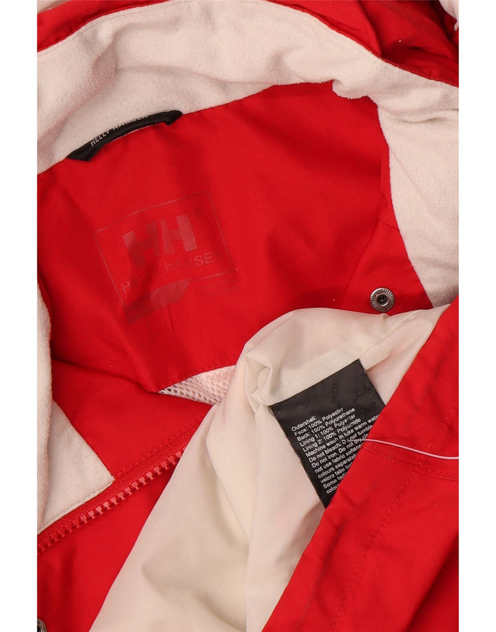 Helly Hansen Womens Hooded Rain Jacket UK 14 Medium Red Polyester