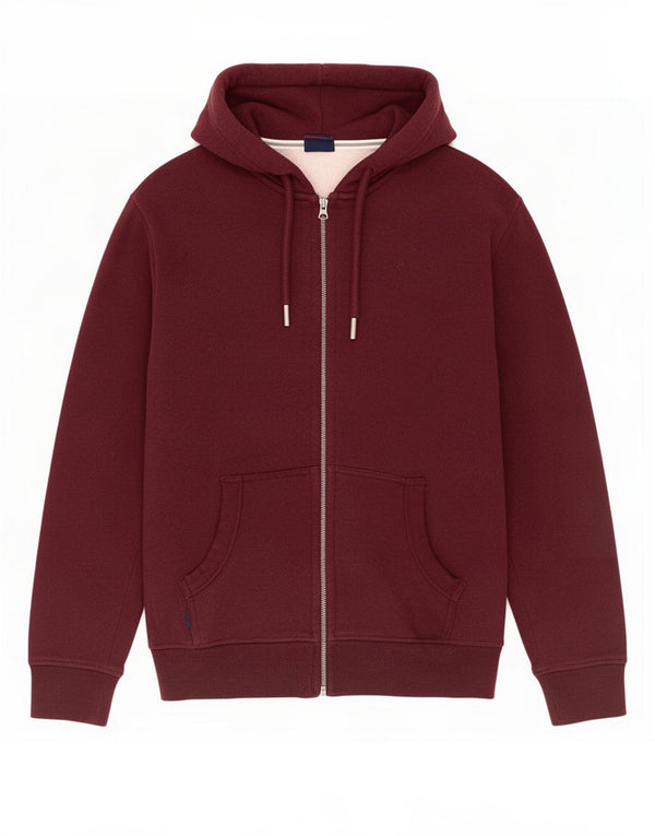 Superdry Mens Zip Hoodie Sweater Medium Maroon Cotton