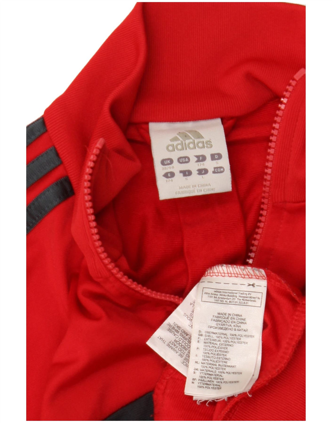 Jachetă de trening pentru bărbați ADIDAS Marea Britanie 38/40 Poliester Colorblock Roșu Mediu
