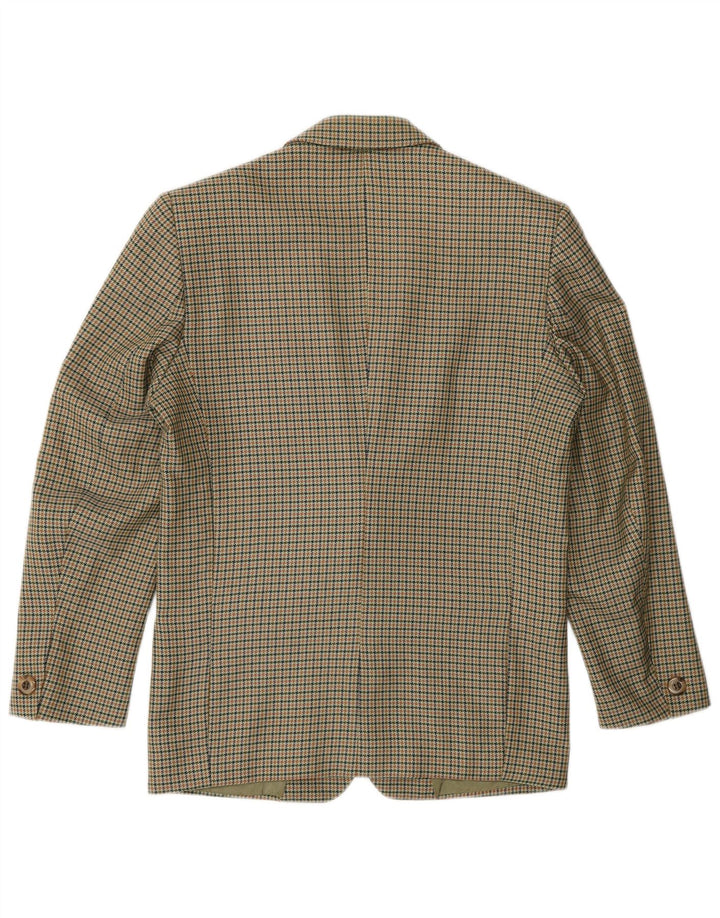 Vintage Womens 2 Button Blazer Jacket UK 14 Medium Khaki Houndstooth